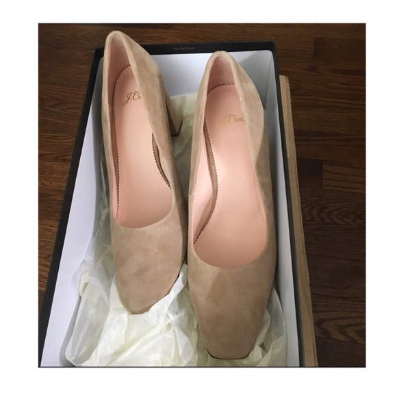 🆕 J.Crew Block-Heel Pumps in Soft Suede- Tan - Picture 5 of 8